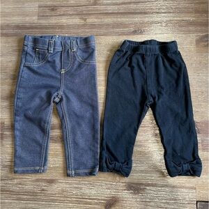 First Impressions pants 6-9M BUNDLE blue jeggings black leggings elastic waist